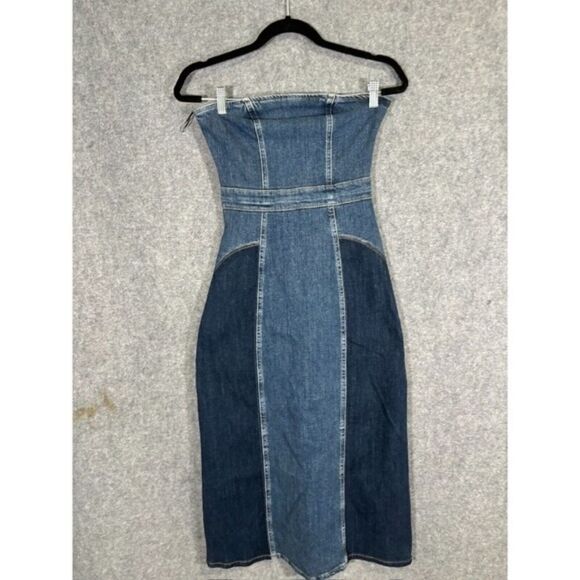 ZARA DENIM PATCHWORK MIDI DRESS DENIM NWT - Picture 16 of 16